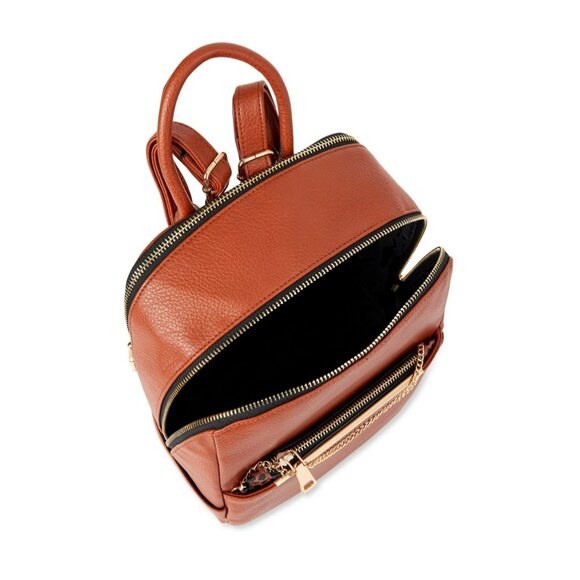 Time and Tru Women’s Brown Faux Leather Backpack Leopard Pouch, 9.75"x4.63"x12" - Picture 4 of 5